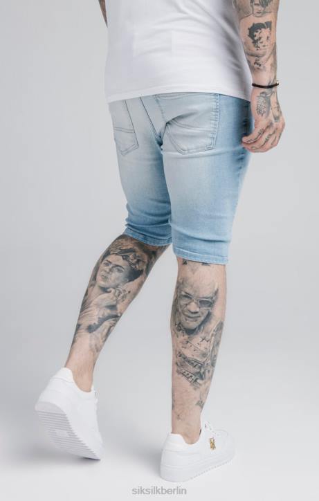 Männer SikSilk Blaue Jeansshorts im Distressed-Look Bekleidung J0NL583