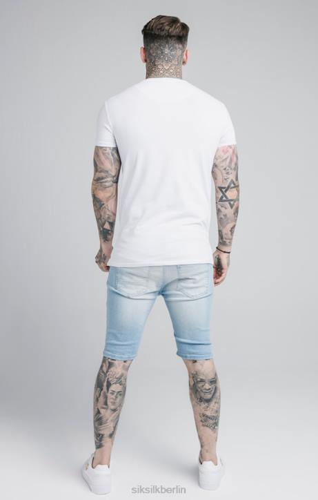 Männer SikSilk Blaue Jeansshorts im Distressed-Look Bekleidung J0NL583