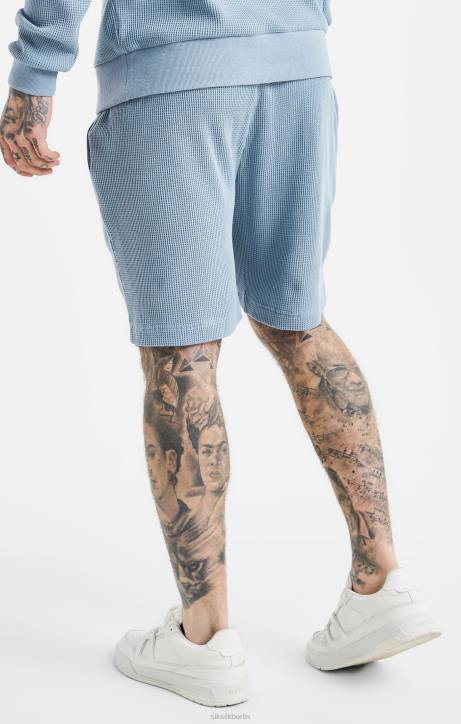 Männer SikSilk Blaue Shorts mit bestickter Waffelstruktur Bekleidung J0NL576