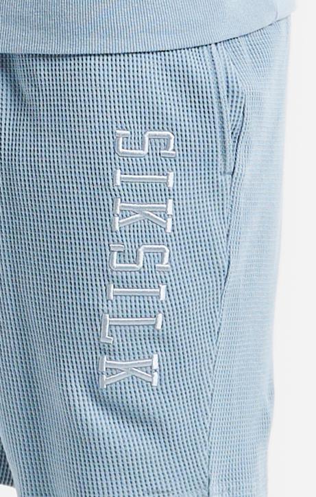 Männer SikSilk Blaue Shorts mit bestickter Waffelstruktur Bekleidung J0NL576