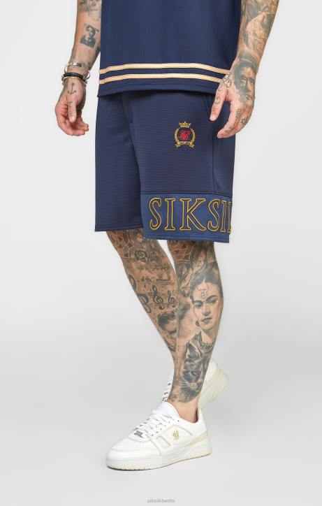 Männer SikSilk Marineblaue, entspannte Shorts mit Stickerei Bekleidung J0NL607