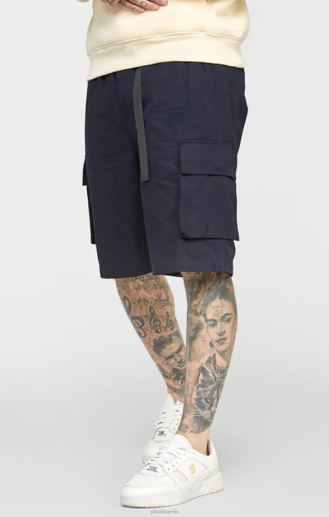 Männer SikSilk Marineblaue, gewebte Cargo-Shorts Bekleidung J0NL573