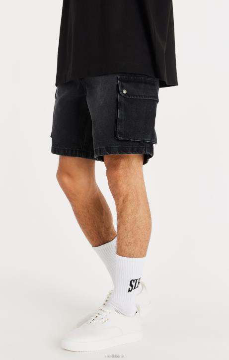 Männer SikSilk Schwarze Cargo-Shorts aus Denim Bekleidung J0NL598