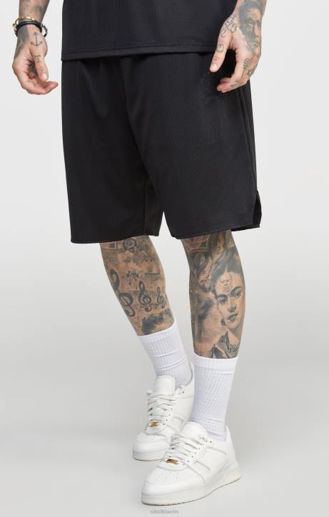 Männer SikSilk Schwarze Mesh-Shorts mit lockerer Passform Bekleidung J0NL570