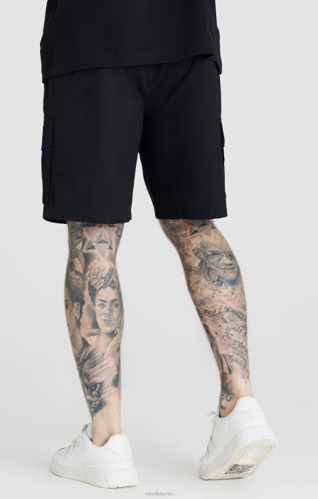 Männer SikSilk Schwarze Ripstop-Cargoshorts Bekleidung J0NL586