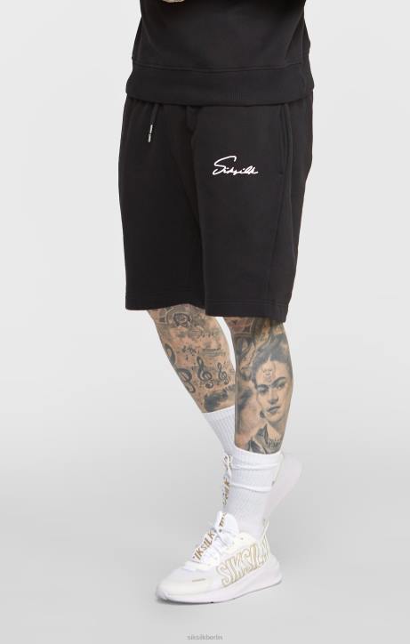 Männer SikSilk Schwarze Shorts mit aufgesticktem Schriftzug Bekleidung J0NL581