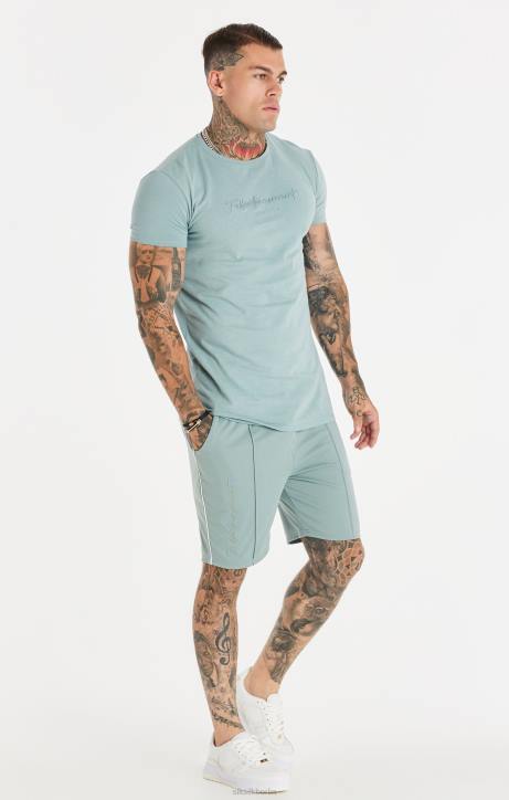 Männer SikSilk Script-Plissee-Shorts – Blaugrün Bekleidung J0NL597