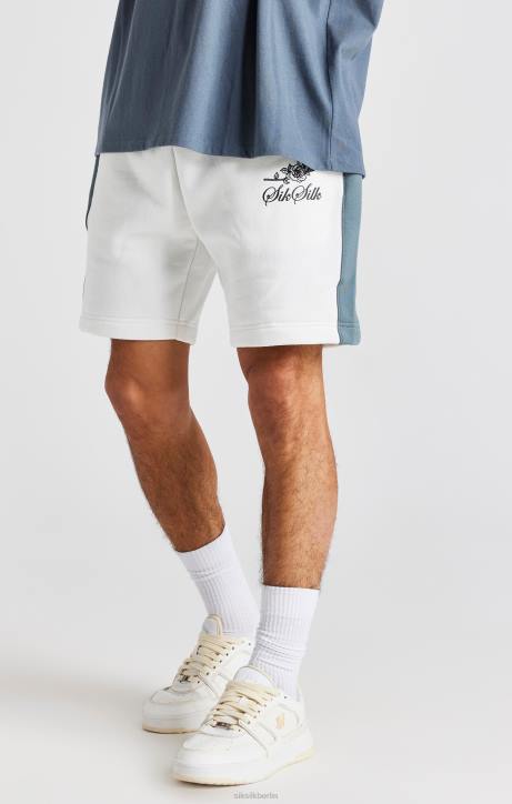Männer SikSilk Weiße Shorts mit Rosenstickerei Bekleidung J0NL584