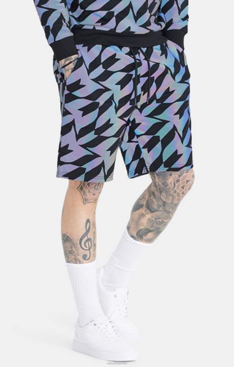 Männer SikSilk x Schwarze schillernde Messi-Shorts Bekleidung J0NL580