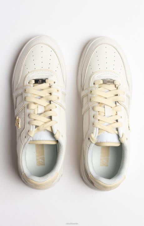 Männer SikSilk Ecrufarbener Low-Top-Court-Sneaker Schuhwerk J0NL13