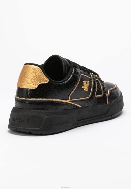 Männer SikSilk Low-Top-Court-Sneaker mit schwarzem und goldenem Besatz Schuhwerk J0NL4