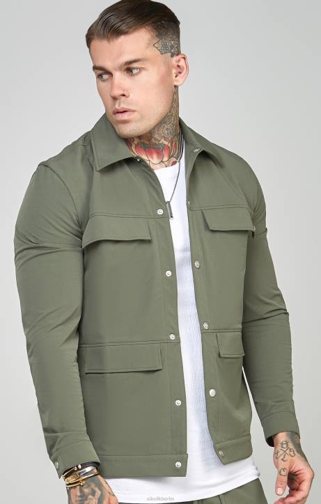 Männer SikSilk Khakifarbenes Utility-Overshirt Bekleidung J0NL465