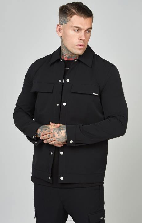 Männer SikSilk Schwarzes Utility-Overshirt Bekleidung J0NL464