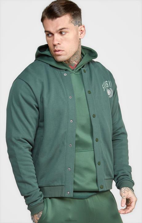 Männer SikSilk Grüner, entspannter College-Bomber Bekleidung J0NL429