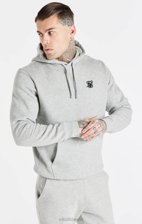 Männer SikSilk Grau meliertes Essential-Hoodie zum Überziehen Bekleidung J0NL432