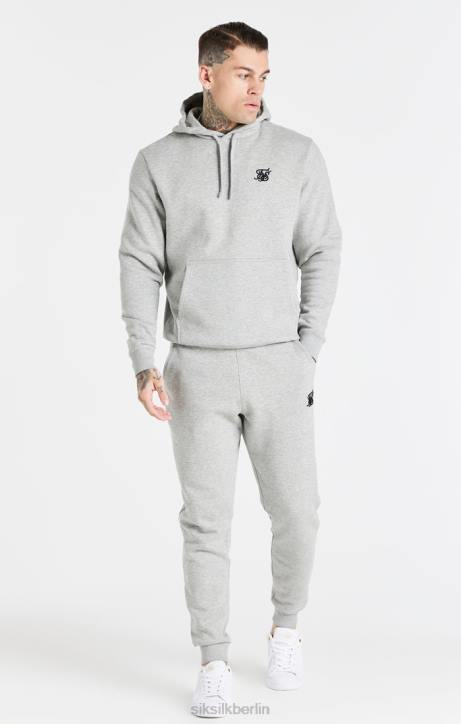 Männer SikSilk Grau meliertes Essential-Hoodie zum Überziehen Bekleidung J0NL432