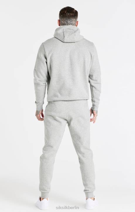 Männer SikSilk Grau meliertes Essential-Hoodie zum Überziehen Bekleidung J0NL432
