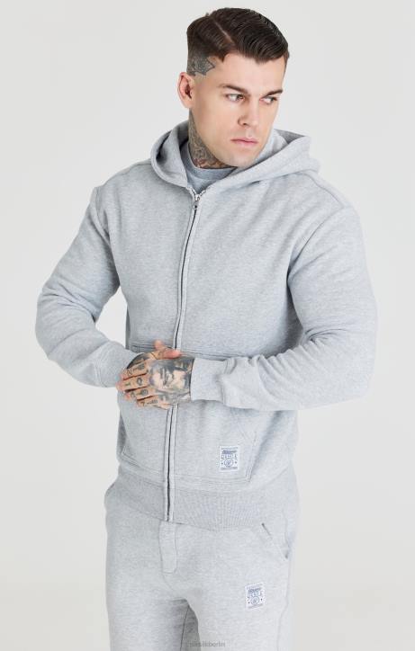 Männer SikSilk Grauer Foundation-Kapuzenpullover mit durchgehendem Reißverschluss Bekleidung J0NL439