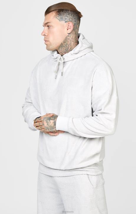 Männer SikSilk Grauer Frottee-Kapuzenpullover in Übergröße Bekleidung J0NL420