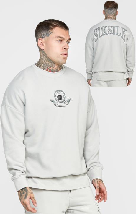 Männer SikSilk Graues College-Sweatshirt Bekleidung J0NL444