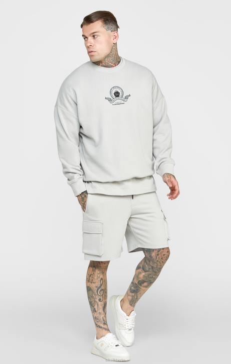 Männer SikSilk Graues College-Sweatshirt Bekleidung J0NL444