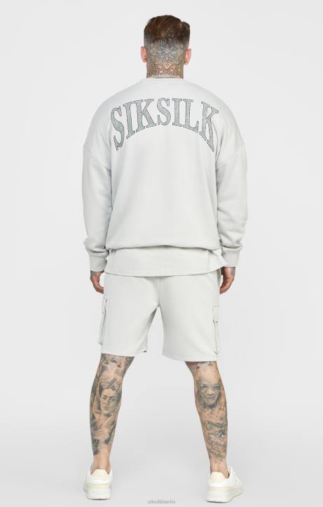 Männer SikSilk Graues College-Sweatshirt Bekleidung J0NL444