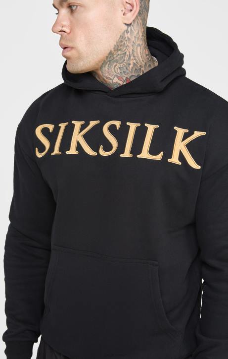 Männer SikSilk Kapuzenpullover mit goldener Applikation Bekleidung J0NL436