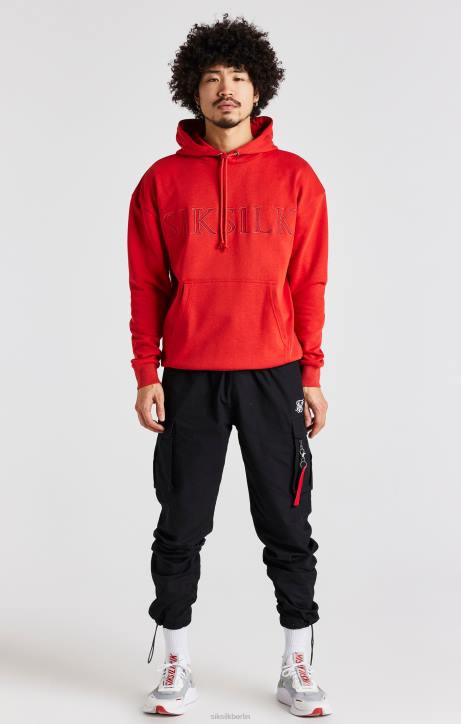 Männer SikSilk Kapuzenpullover mit roter Applikation Bekleidung J0NL424