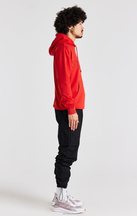 Männer SikSilk Kapuzenpullover mit roter Applikation Bekleidung J0NL424