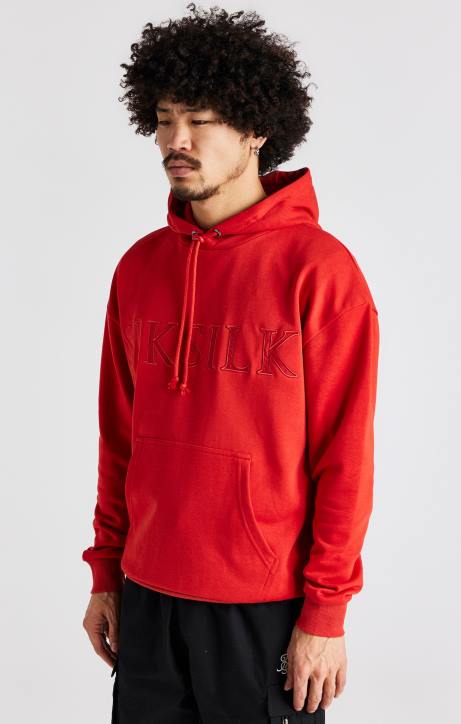 Männer SikSilk Kapuzenpullover mit roter Applikation Bekleidung J0NL424