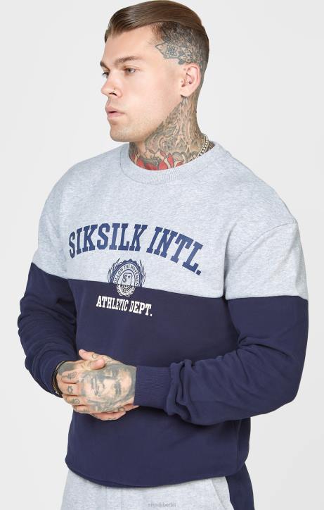 Männer SikSilk Marineblauer, übergroßer Sweat zum Schneiden und Nähen Bekleidung J0NL437