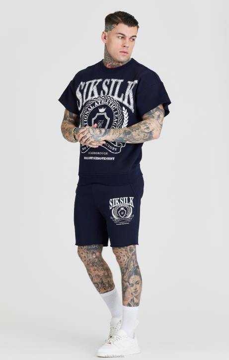 Männer SikSilk Marineblaues College-Sweatshirt Bekleidung J0NL445