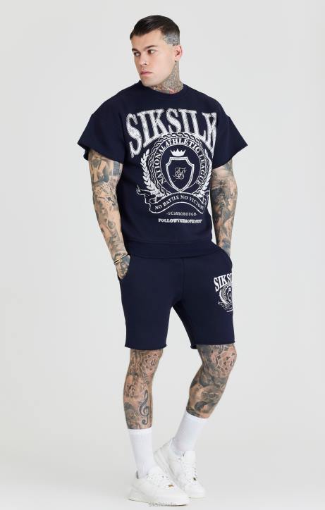 Männer SikSilk Marineblaues College-Sweatshirt Bekleidung J0NL445
