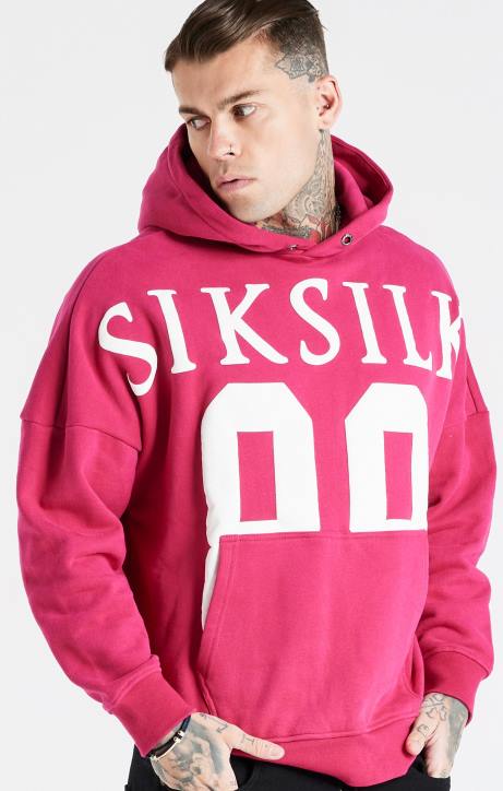 Männer SikSilk Rosa Kapuzenpullover mit entspannter Passform Bekleidung J0NL459