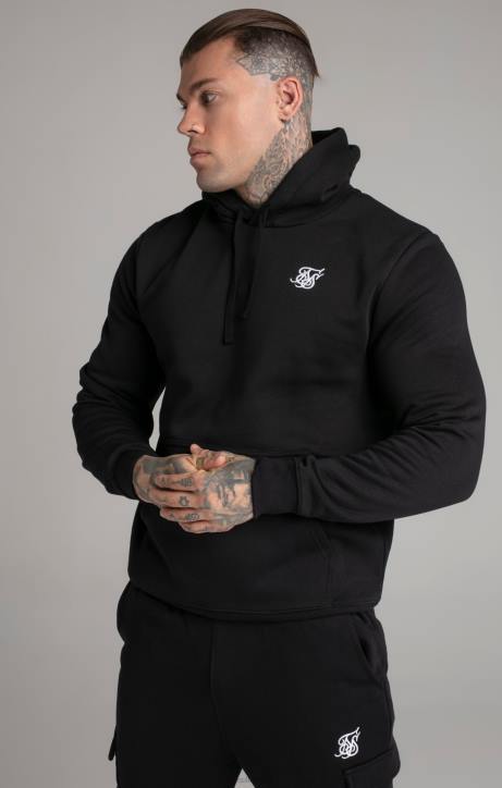 Männer SikSilk Schwarzer, unverzichtbarer Kapuzenpullover zum Überziehen Bekleidung J0NL422