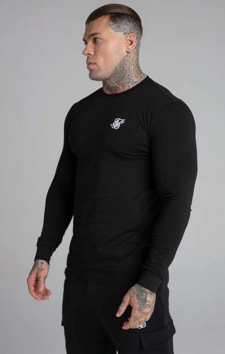 Männer SikSilk Schwarzes Essential-Sweatshirt Bekleidung J0NL412