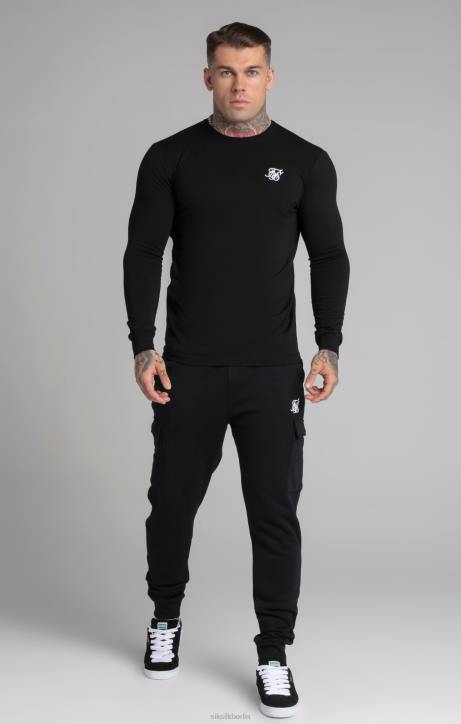 Männer SikSilk Schwarzes Essential-Sweatshirt Bekleidung J0NL412