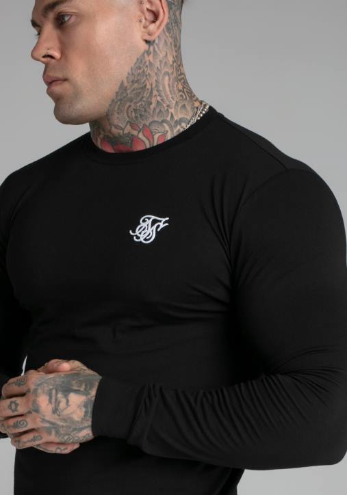 Männer SikSilk Schwarzes Essential-Sweatshirt Bekleidung J0NL412