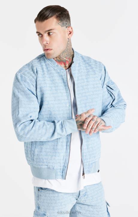 Männer SikSilk Blaue Jacquard-Jeans-Bomberjacke Bekleidung J0NL471