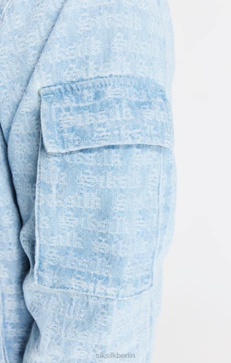 Männer SikSilk Blaue Jacquard-Jeans-Bomberjacke Bekleidung J0NL471