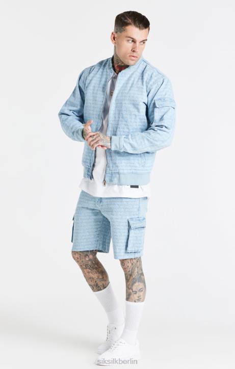 Männer SikSilk Blaue Jacquard-Jeans-Bomberjacke Bekleidung J0NL471