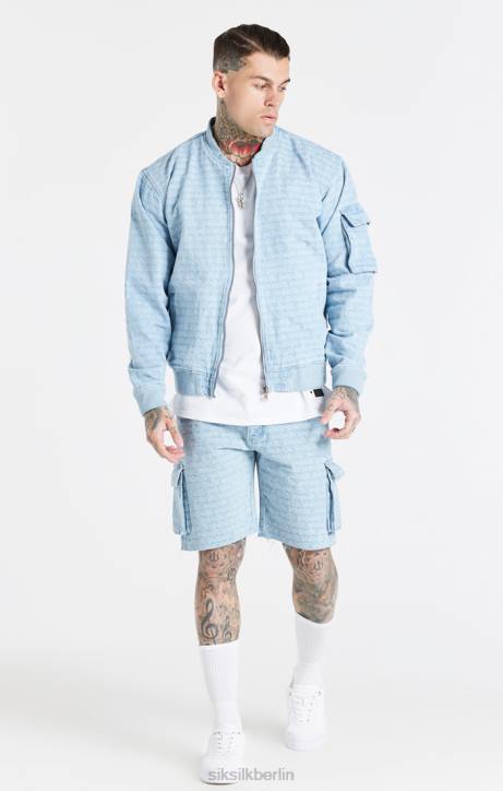 Männer SikSilk Blaue Jacquard-Jeans-Bomberjacke Bekleidung J0NL471