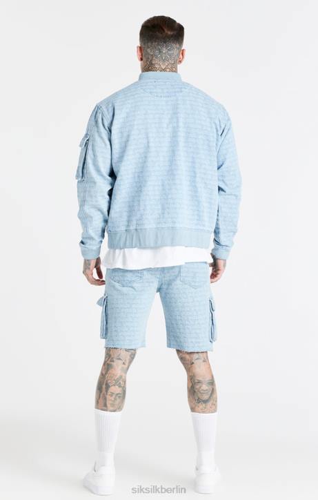 Männer SikSilk Blaue Jacquard-Jeans-Bomberjacke Bekleidung J0NL471