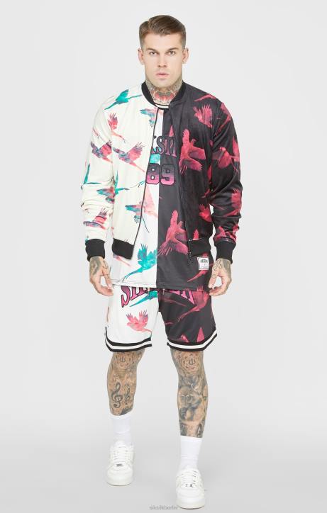 Männer SikSilk Bomberjacke mit Ecru-Print Bekleidung J0NL469