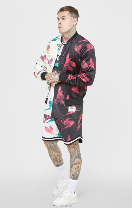Männer SikSilk Bomberjacke mit Ecru-Print Bekleidung J0NL469