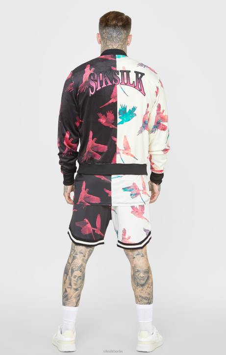Männer SikSilk Bomberjacke mit Ecru-Print Bekleidung J0NL469