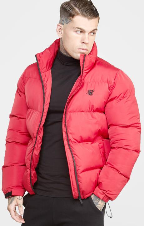 Männer SikSilk Rote Pufferjacke mit geprägtem Logo Bekleidung J0NL495