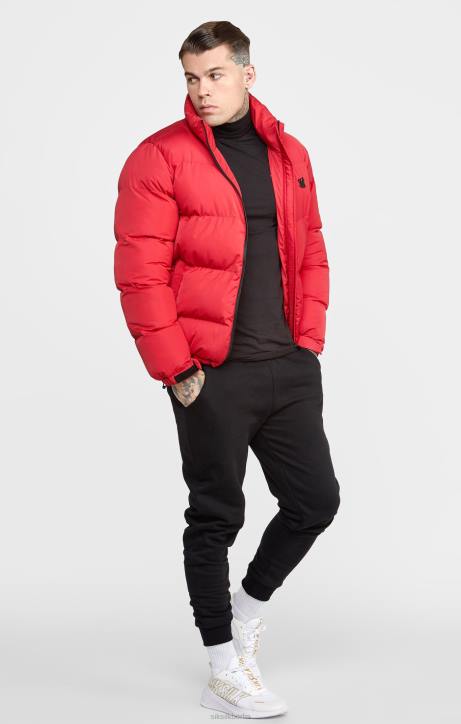 Männer SikSilk Rote Pufferjacke mit geprägtem Logo Bekleidung J0NL495