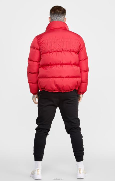 Männer SikSilk Rote Pufferjacke mit geprägtem Logo Bekleidung J0NL495