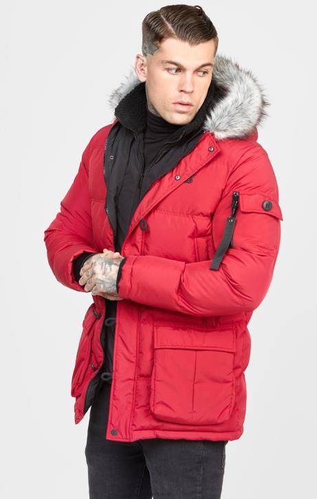 Männer SikSilk Roter arktischer Parka Bekleidung J0NL470